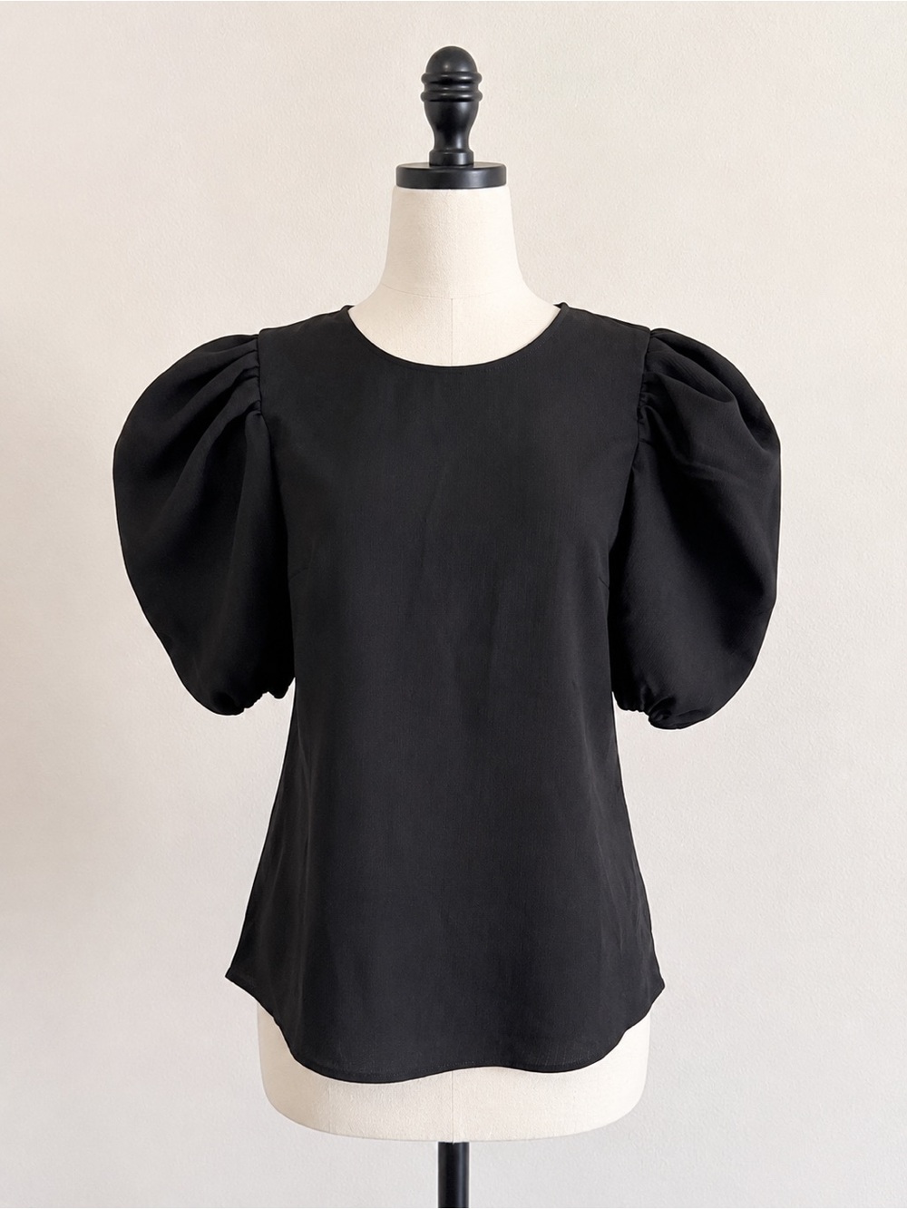 NWT English Factory Black Puff Sleeve Blouse Size Small